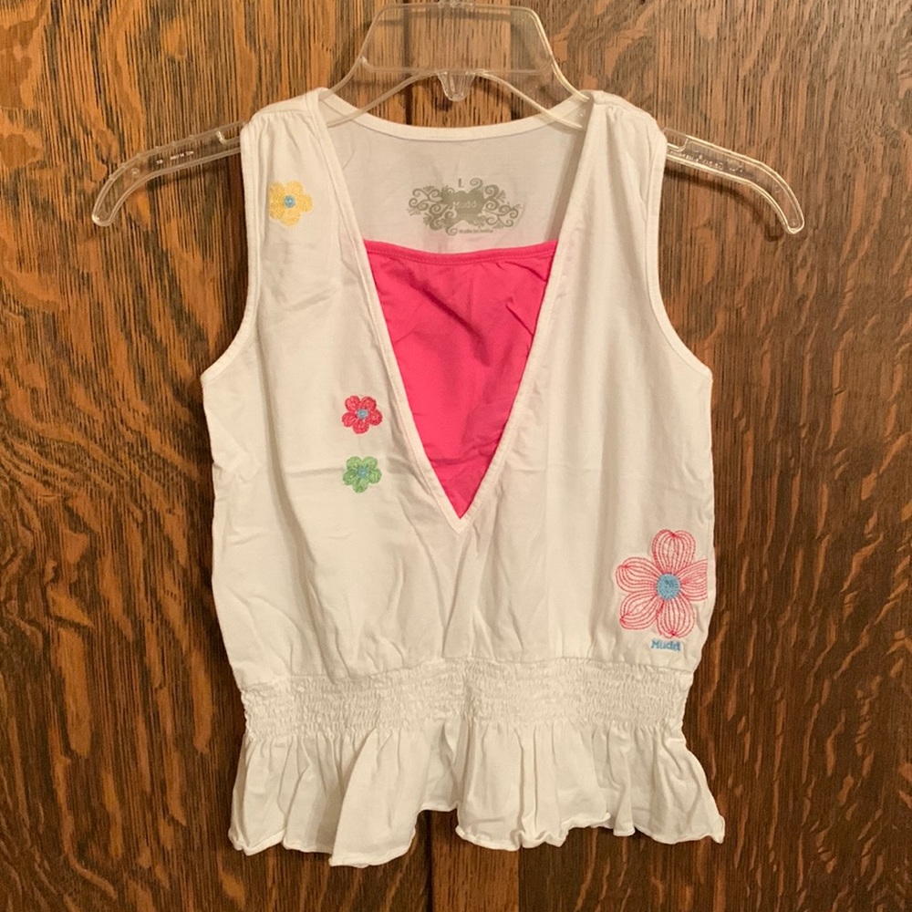 Mudd girls embroidered tank top 100% cotton large L 14
